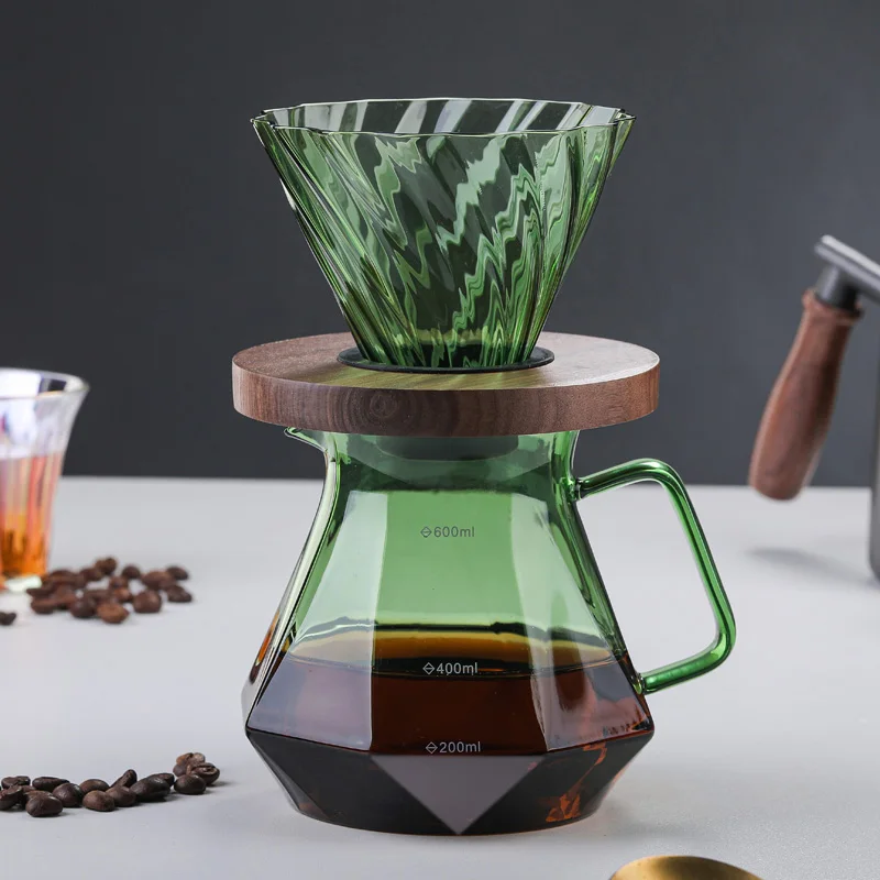 Кофеварка V чайник для кофе набор кофеварки ручной работы самый популярный термостойкий стеклянный нормальный в форме алмаза