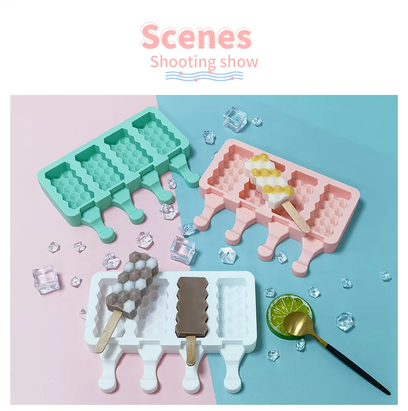 DUMO Diamond Popsicle Mold DIY 4 Holes Creative Ice Cream Silicone Mold