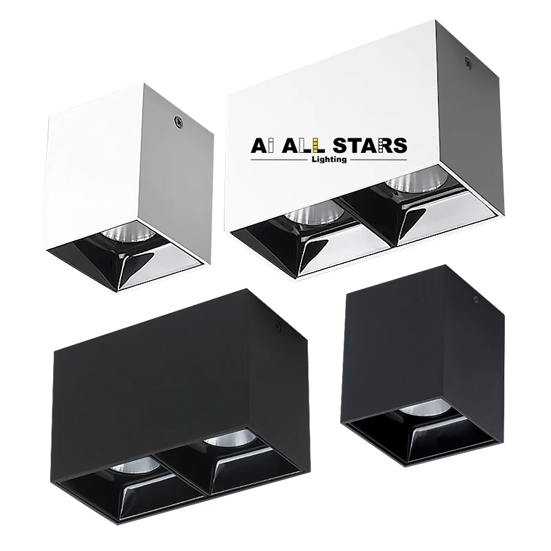 Surface Mounted Downlight 5W 7W 10W 15W Double Head Square LED Ceiling Light Anti-glare Aluminum Downlight Home Decor Lighting