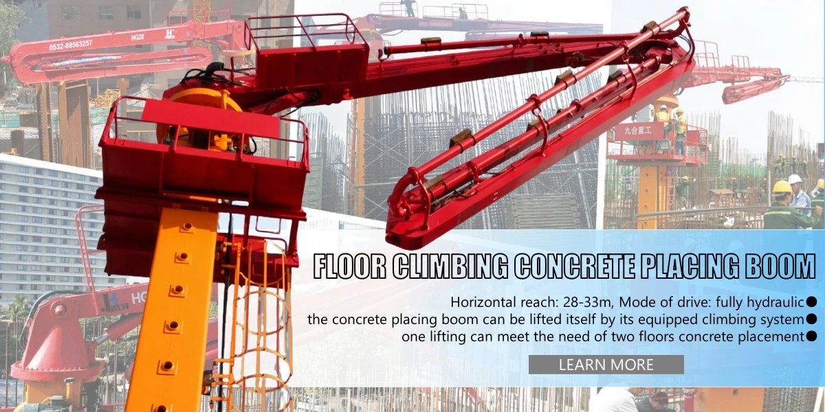 JIUHE brand Supply 15m  17m  Self Jack up Tower Placing Boom Mobile Hydraulic Concrete Placing Boom Concrete Distributor