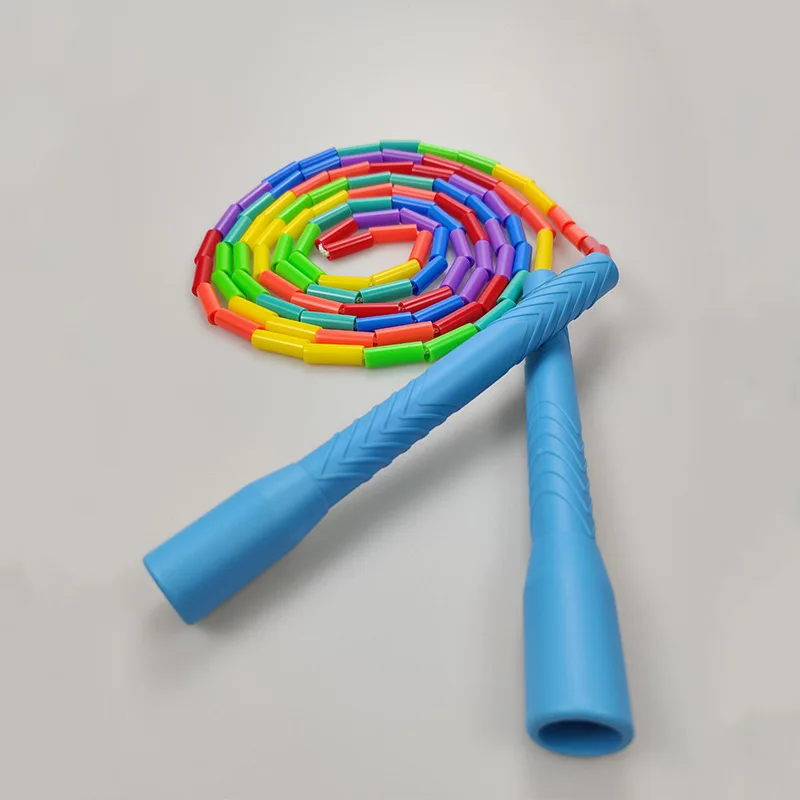 High Quality Kids Adults Colorful Soft Beaded Skipping Rope Long PP Handle Segmented Jump Rope Long Jump Rope