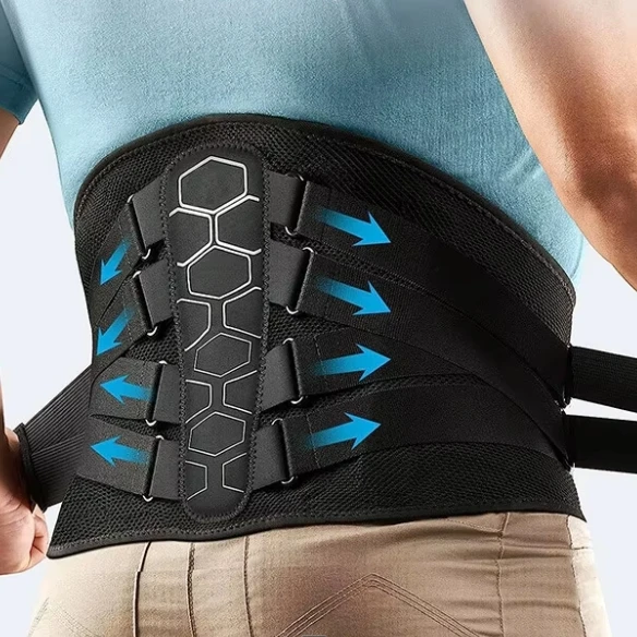 Double straps Sports fitness fixed waist brace support belt adjustable support pressure waist abdominal belt