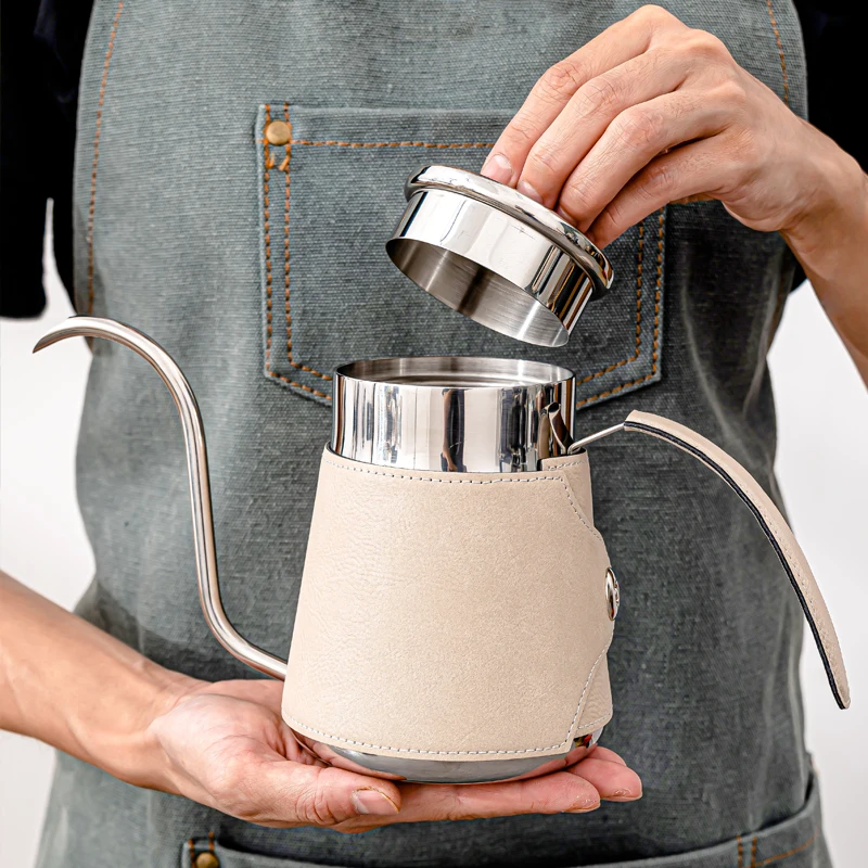 600ml Stainless Steel Tea Pot Vintage Gooseneck Pour Over Holster Coffee Kettle