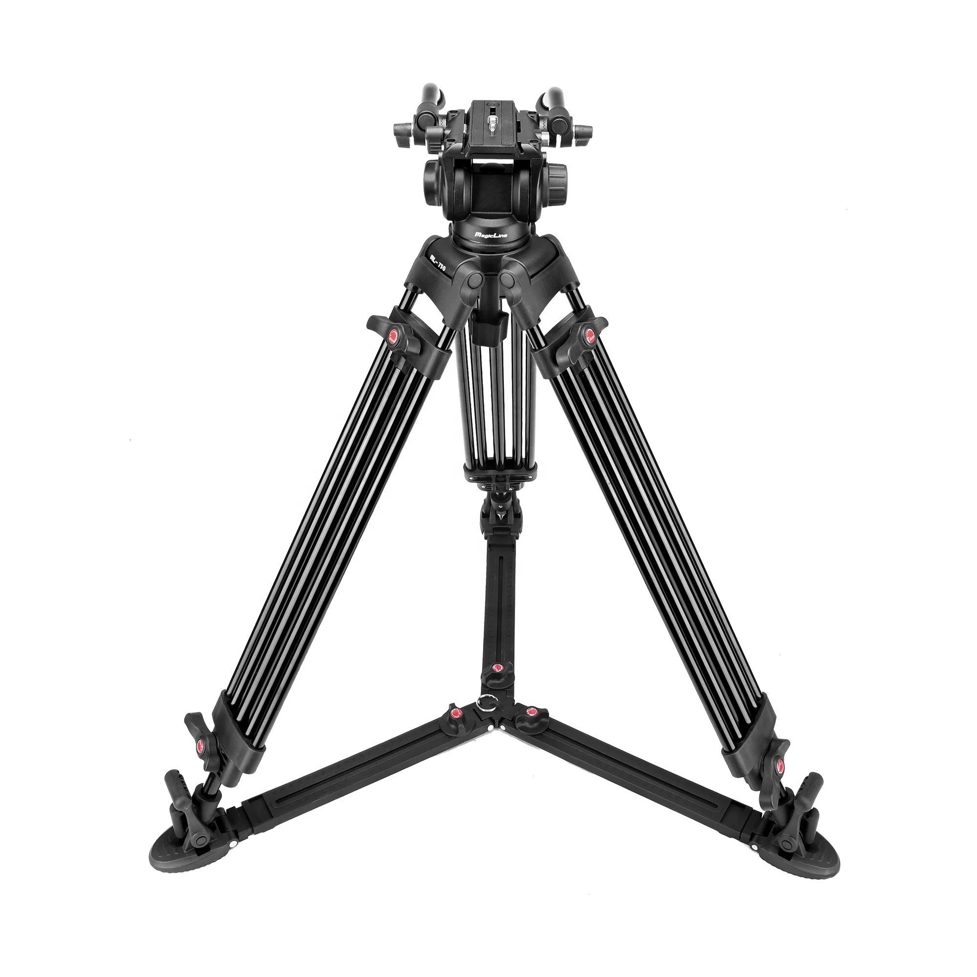 aluminum telescoping flexible heavy duty professional fluid head slider video camera tripod with ground spreader for camera