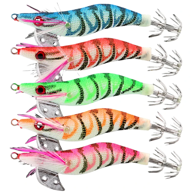 High quality 85mm 7.3g Double Layers Squid Hook Handmade fishing Luminous effect See fishing lure squid jig