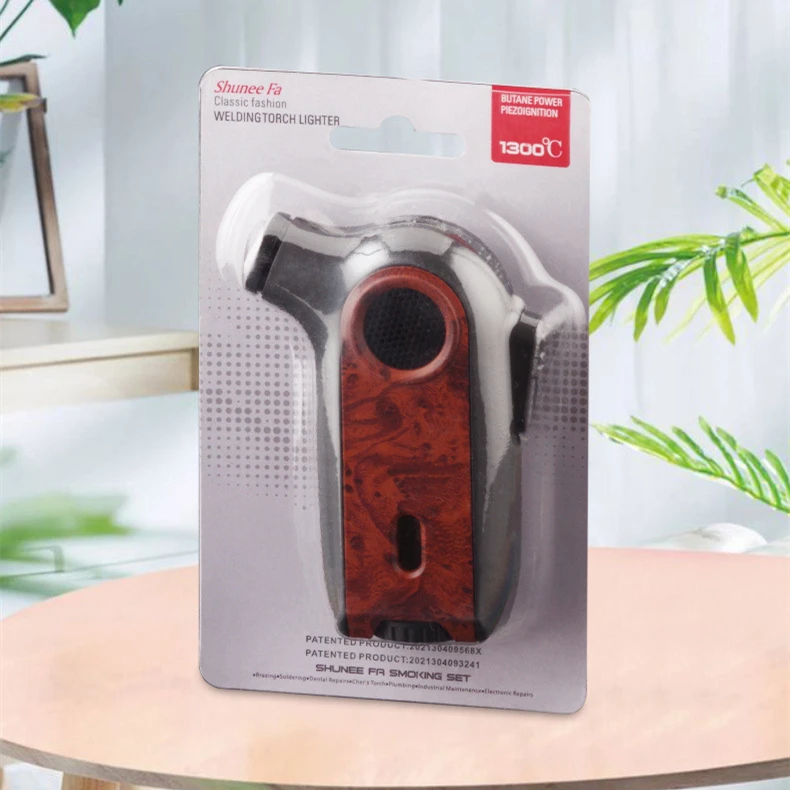 New Style mini 360-degree inverted ignition gas torch lighter windproof safety lock visual window lighter for BBQ cigar