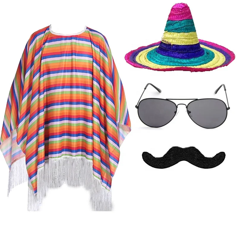 Mexican Carnival Party Cinco De Mayo Traditional Serape Mexican Poncho for Kids