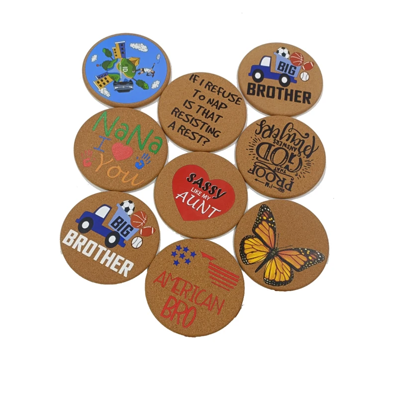 Custom Portugal Cork Top Large Cork Trivet Kit Non-slip Molded Round Cork Table Mats And Coasters