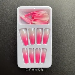 2022Adiyat  Hot Sale  Europe and the US style  long ballet nail gradient color long trapezoidal false nails press on nail