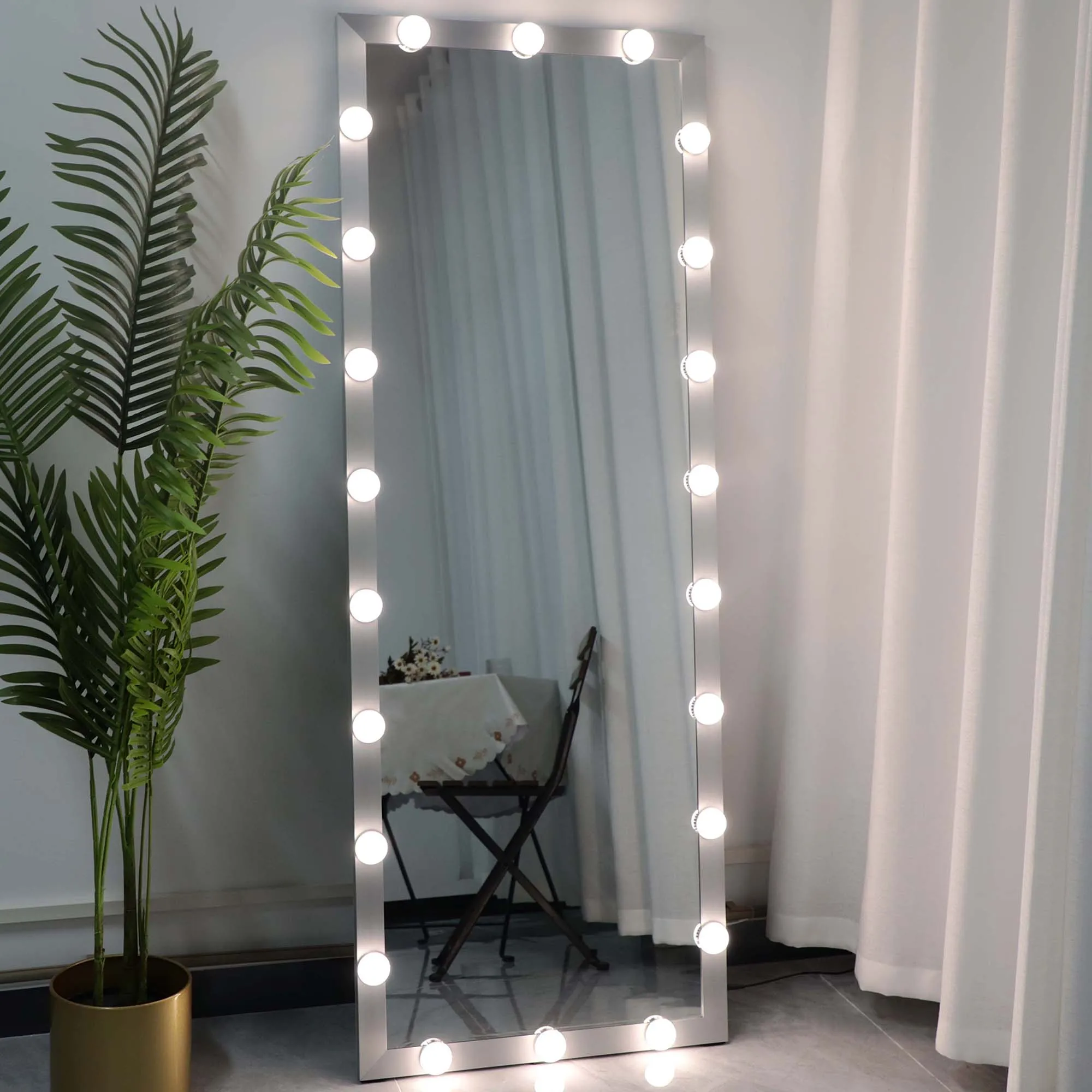 USA Free Shipping F4 Hollywood Full Length Mirror, 63*24inch Large Floor Body Mirror with lights for Dressing Room, Bedroom