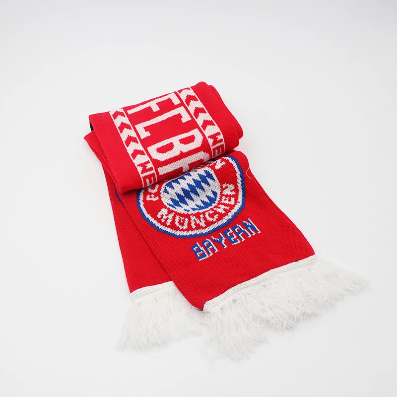 Wholesale Custom Colorful Pattern Acrylic Knit Scarf Of Football  Autumn And Winter Thick Scarf Woman