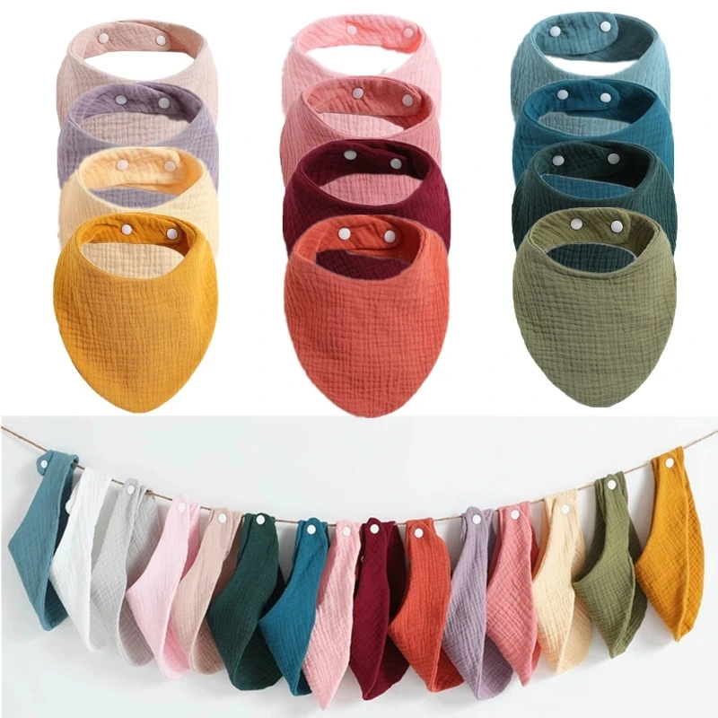 Регулируемые детские нагрудники из муслина однотонное мягкое треугольное полотенце для новорожденных 100% хлопка кормления младенцев