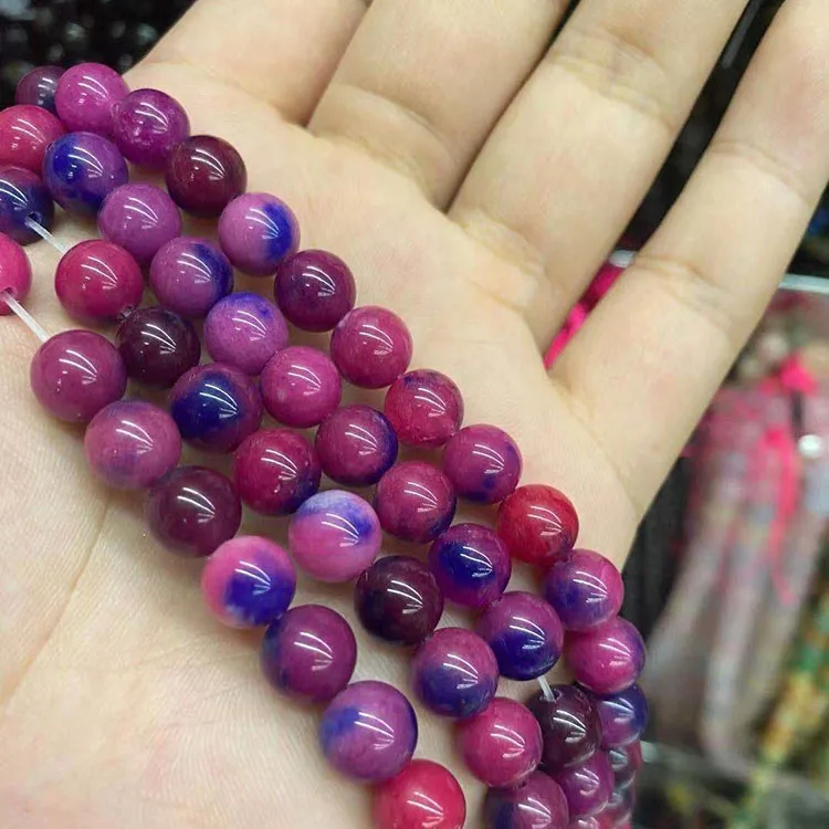 Wholesale 8mm natural stone beads red purple round bead for Jewelry making