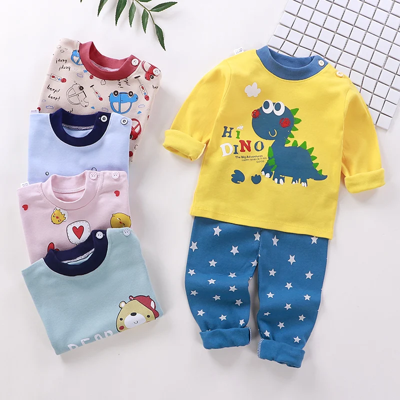 
Autumn 100% Cotton Home Clothing Kids Clothes Sets for Children with Cartoon Printing and Dyeing for Boys and Girls 