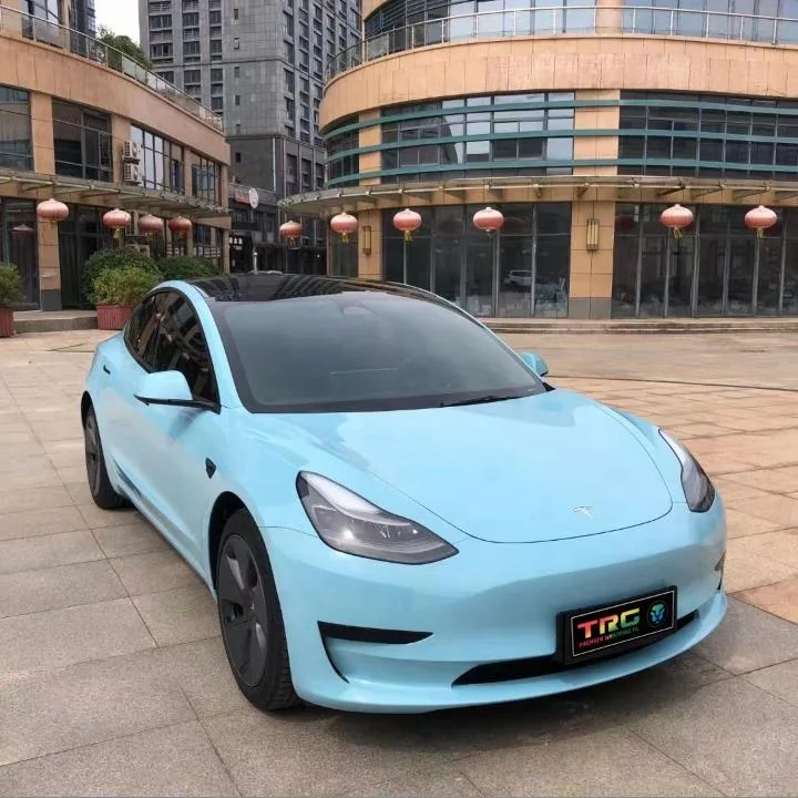 Wholesale high quality body film self-adhesive protection PVC vinyl ultra gloss crystal Sea Breeze blue car cover stickers