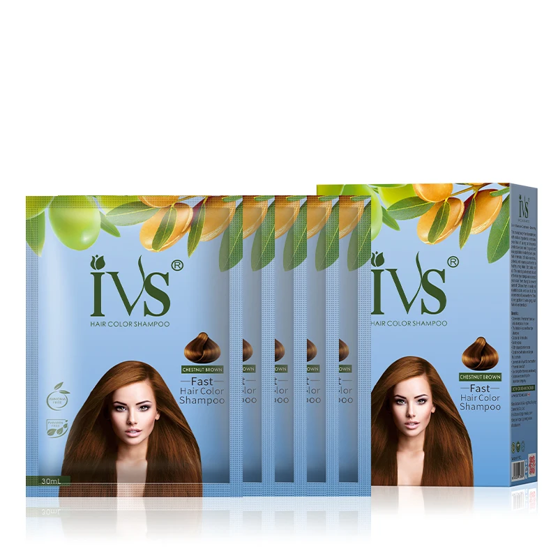 IVS Oem Magic Fast 5 Minutes Ginger Professional dying Chestnut Hair Natural Shampoo Dye Hair Care Products Wholesale For Man