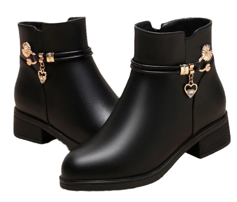 Latest Autumn Nice Design Fashion Winter Shoes Leather Woman Boots