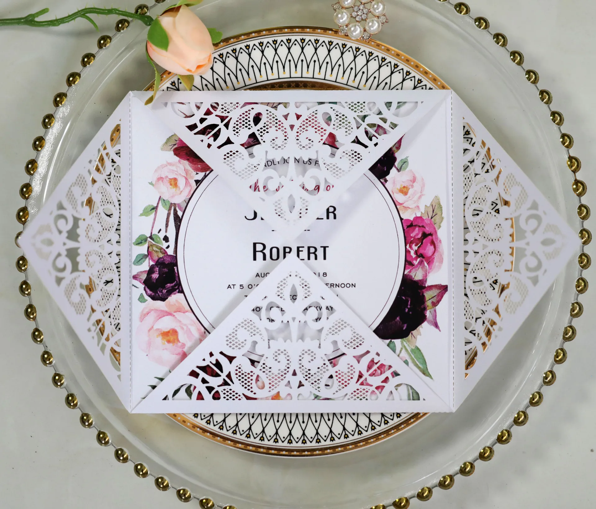 fancy lvory white luxury wedding invitation quinceanera party decor faire part mariage wedding invitation covers