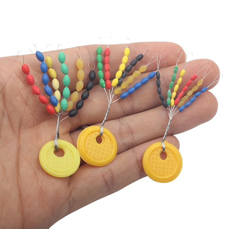 CASTSOON Rubber Float Stopper Space Olive Bean Oval Connecting Line Buoy for Fishing Accessories 6 Color (SS/S/M/L/LL)