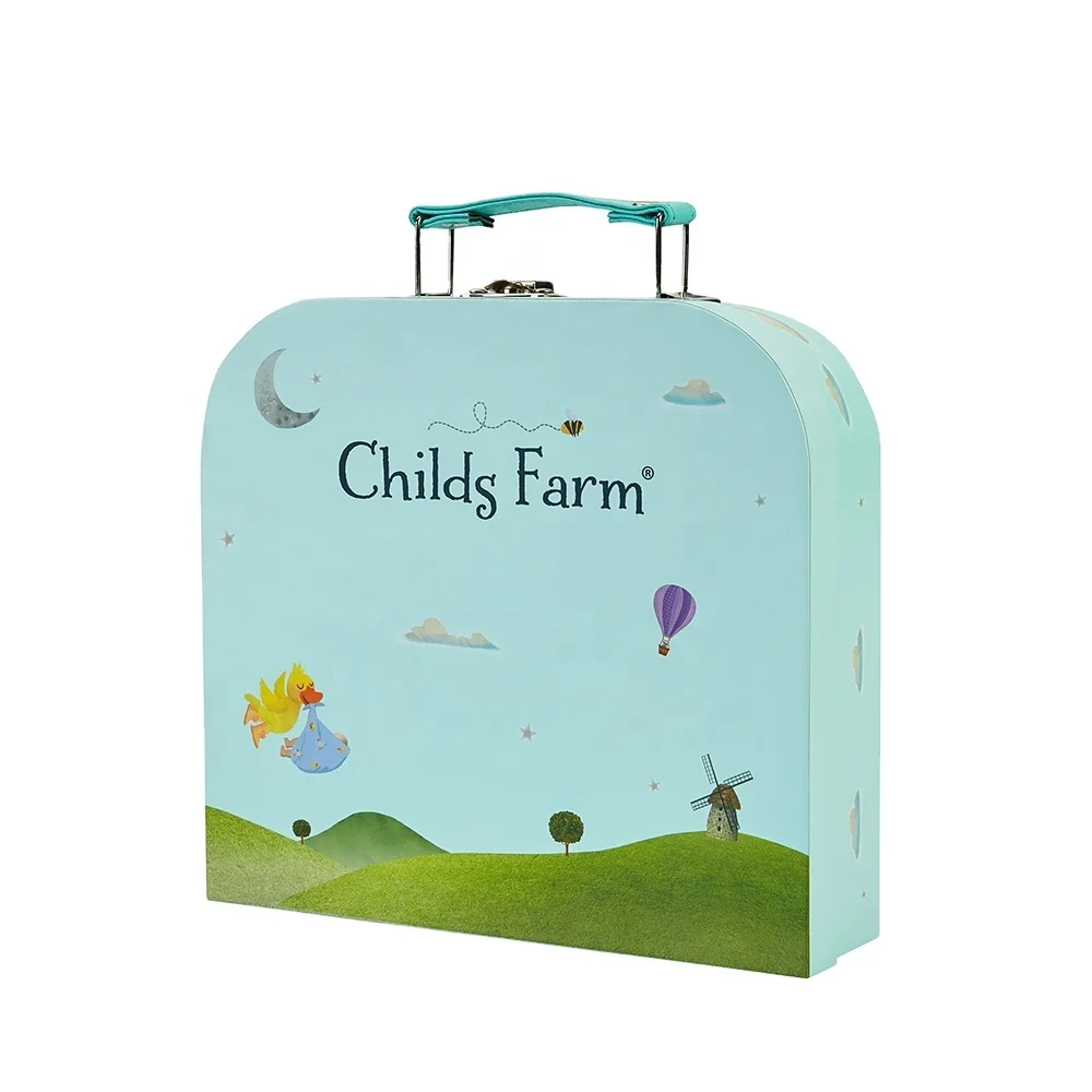 Wholesale Luxury ECO Friendly Mini Kids Rigid Paper Packaging Gift Box Cardboard Suitcase With Handle