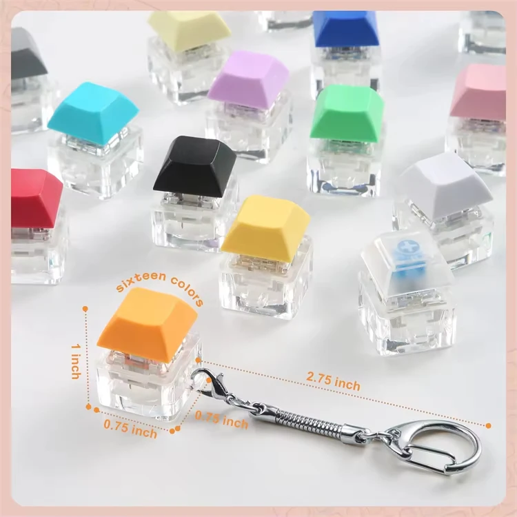 Fidget Toy Fidget Clicker Fidget Keychain Keyboard Decompress Toy Button Stress Relief Gift Keychains For Adults