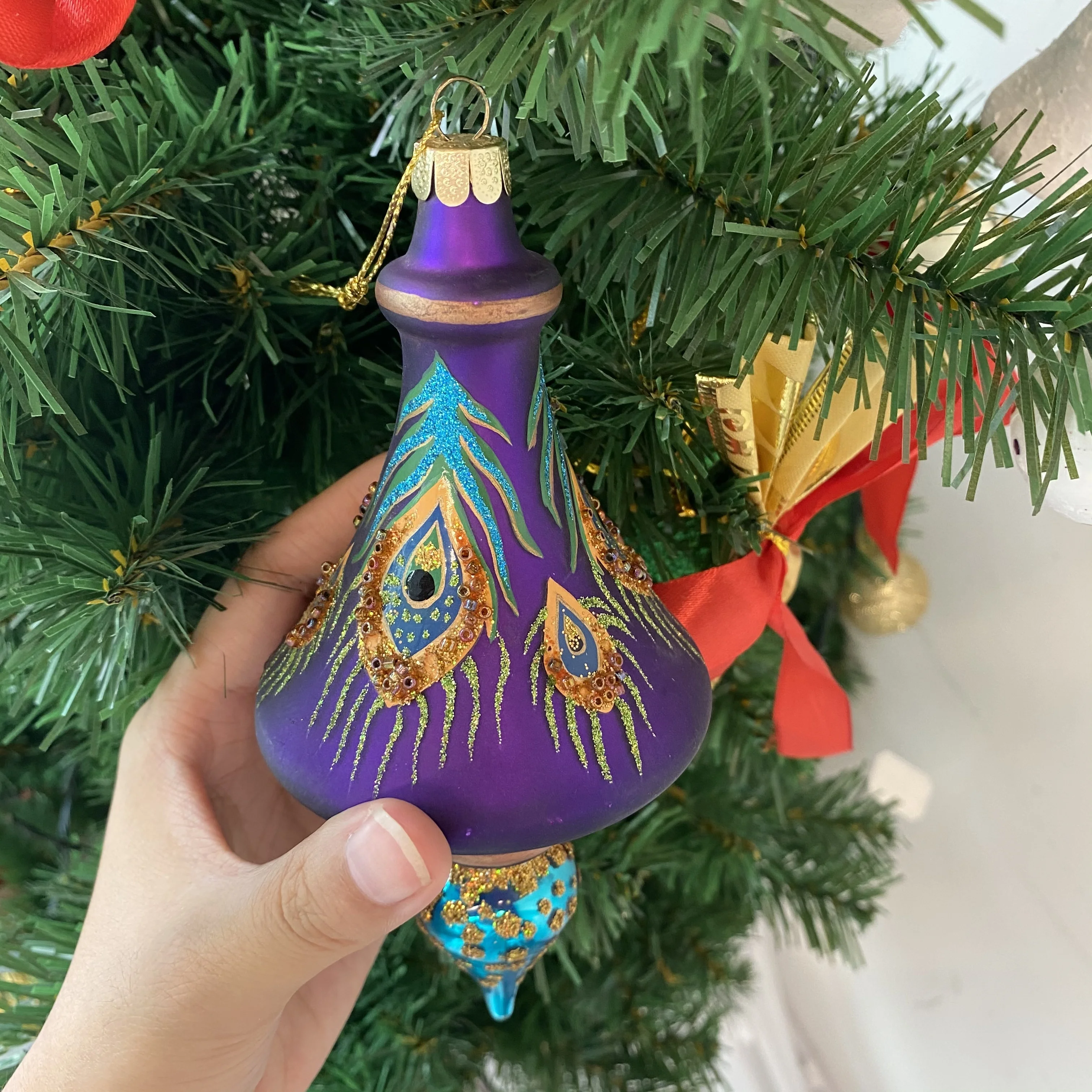Stained Egyptian Hand Painted Glass Ornament Gifts Custom Glass Blown Christmas Ornaments