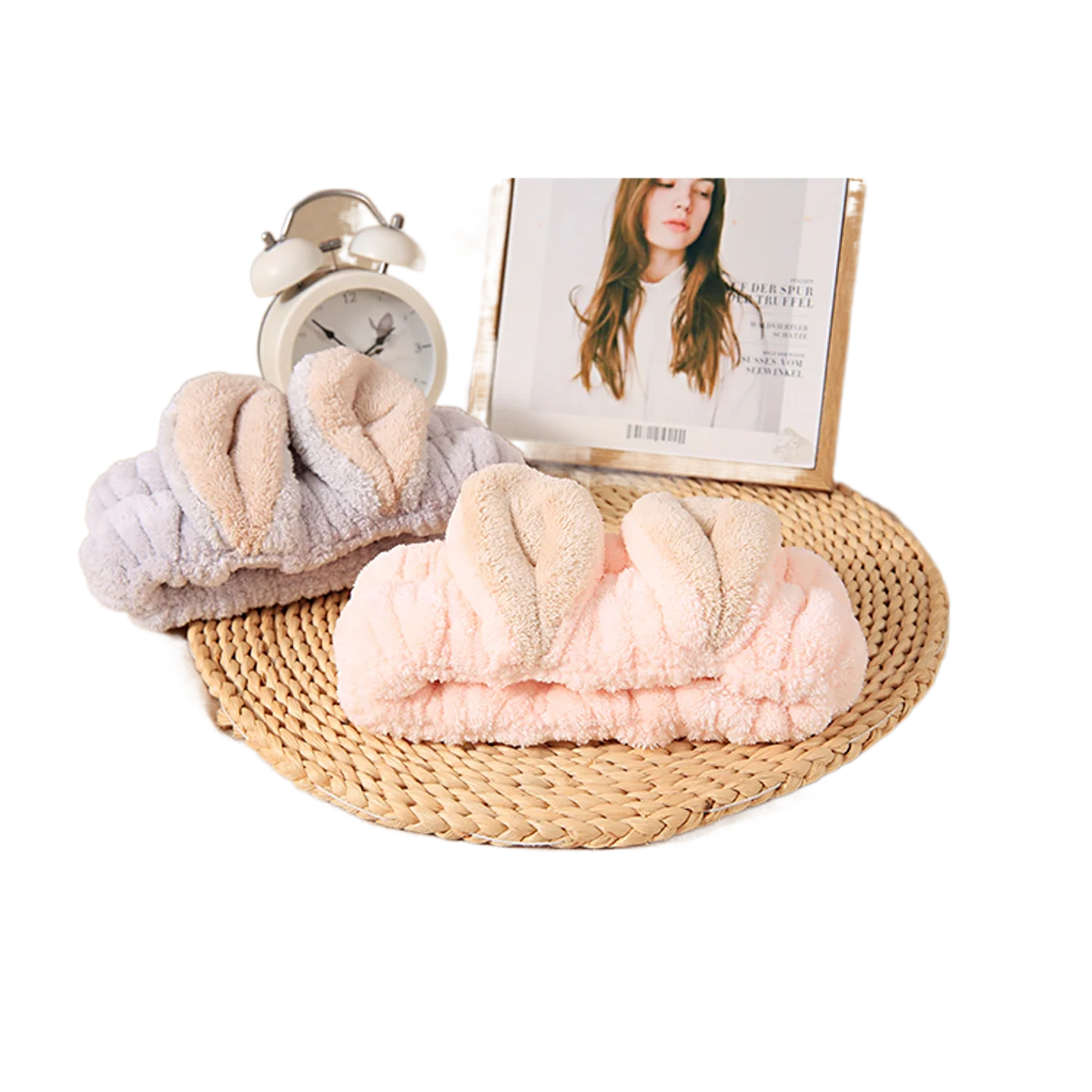 Wash Face Hair Holder Hairbands Soft Warm Coral Fleece Bow Animal Ears Headband For Girls