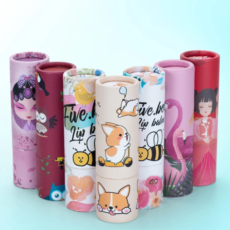 Custom Roll up Round Stick Tube for Lip Balm Packaging Biodegradable Custom Printing Twist up Lip Balm Paper Tube