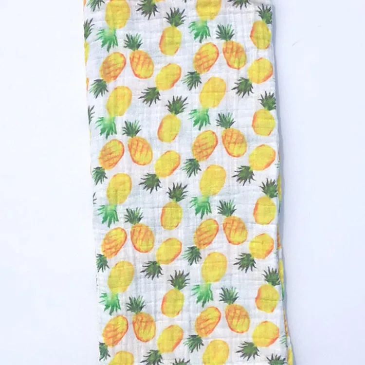 New Design Pineapple Organic Cotton Baby Swaddling Blankets