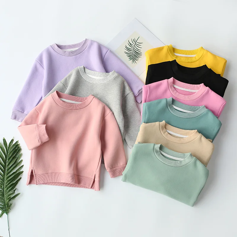 kids streetwear Autumn Children Boys Sweatshirt  Baby Girls Clothes Pure Color Pullover Long Sleeve Tops O-neck Kids Outfits
