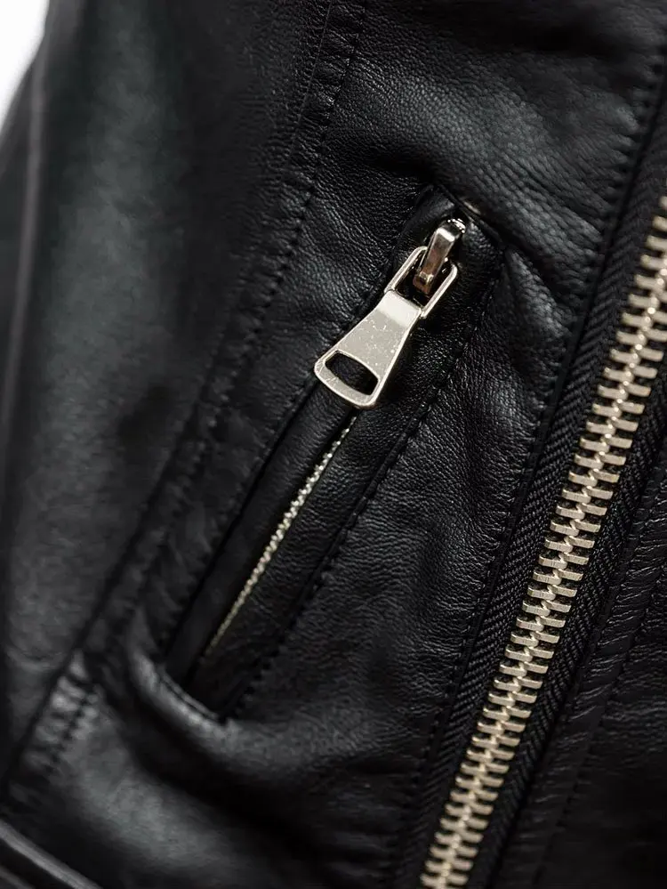 2019 Fashion Genuine Leather Coat Short Style Sheepskin Women Leather Jacket off shoulder