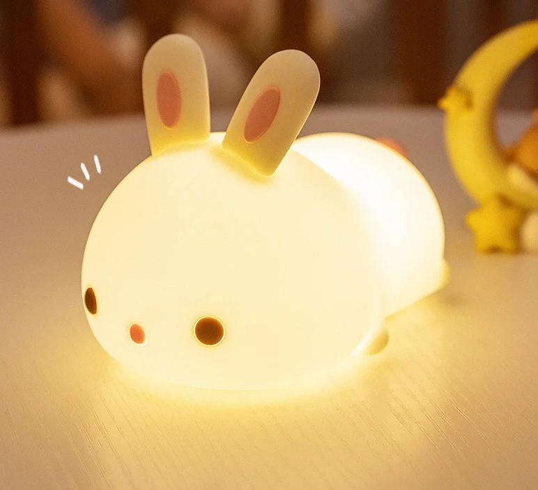 
USB Rechargeable Night Lights Pig Silicone Night Light Touch Sensor Bedroom Bedside Lamp For Kids Baby Gift 
