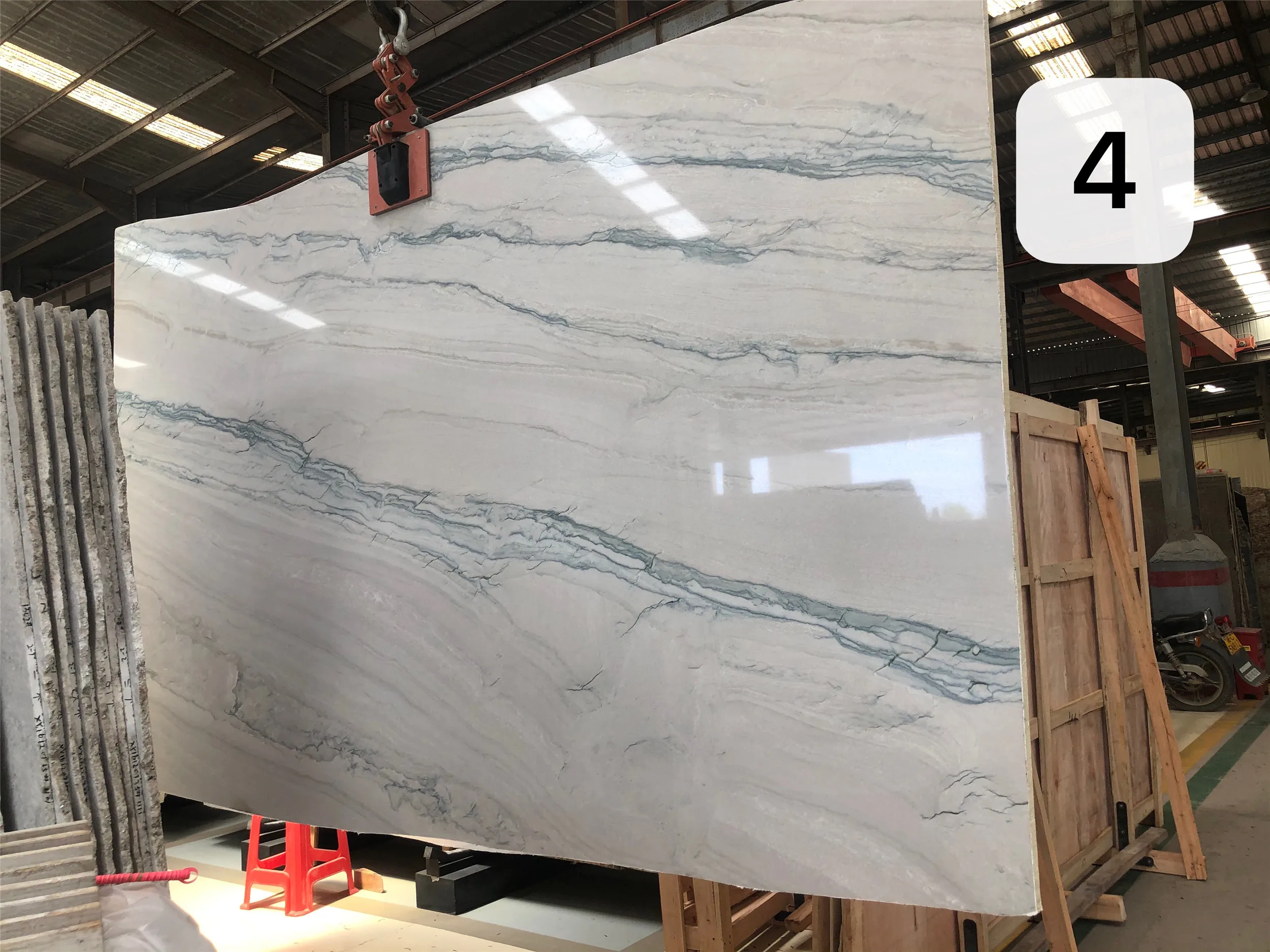 Luxury natural river white quartzite slab for kitchen countertop