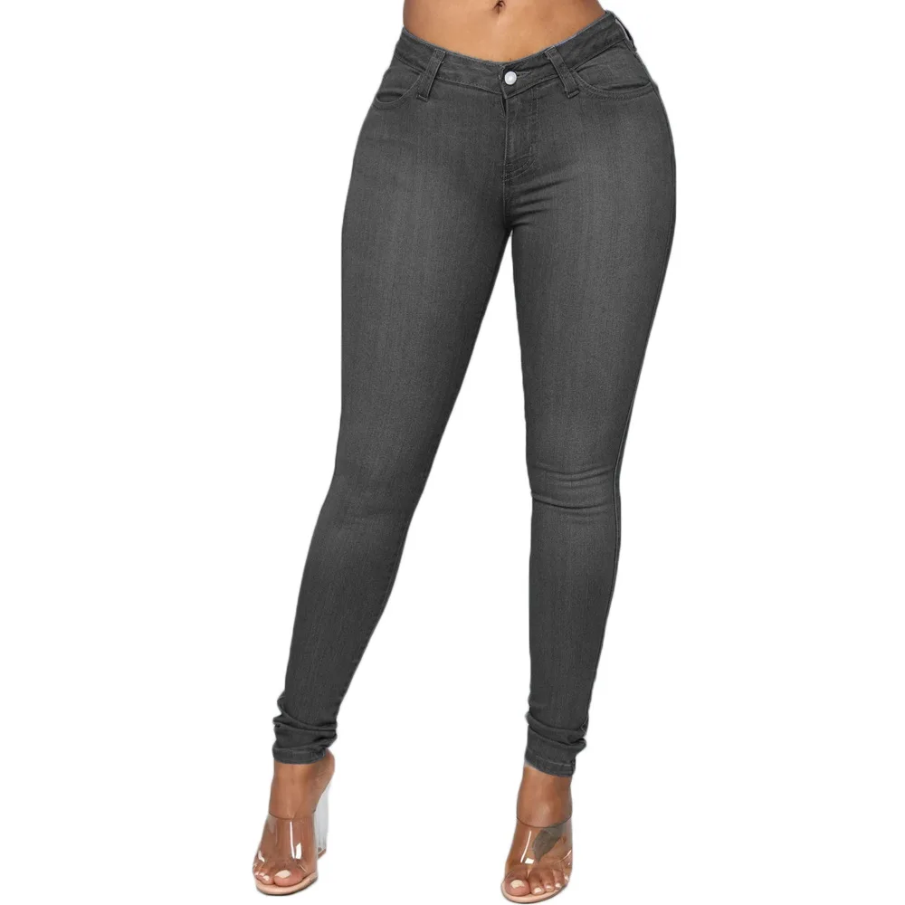 Women Pants Casual Denim Ladies High Waisted Trousers Plus Size