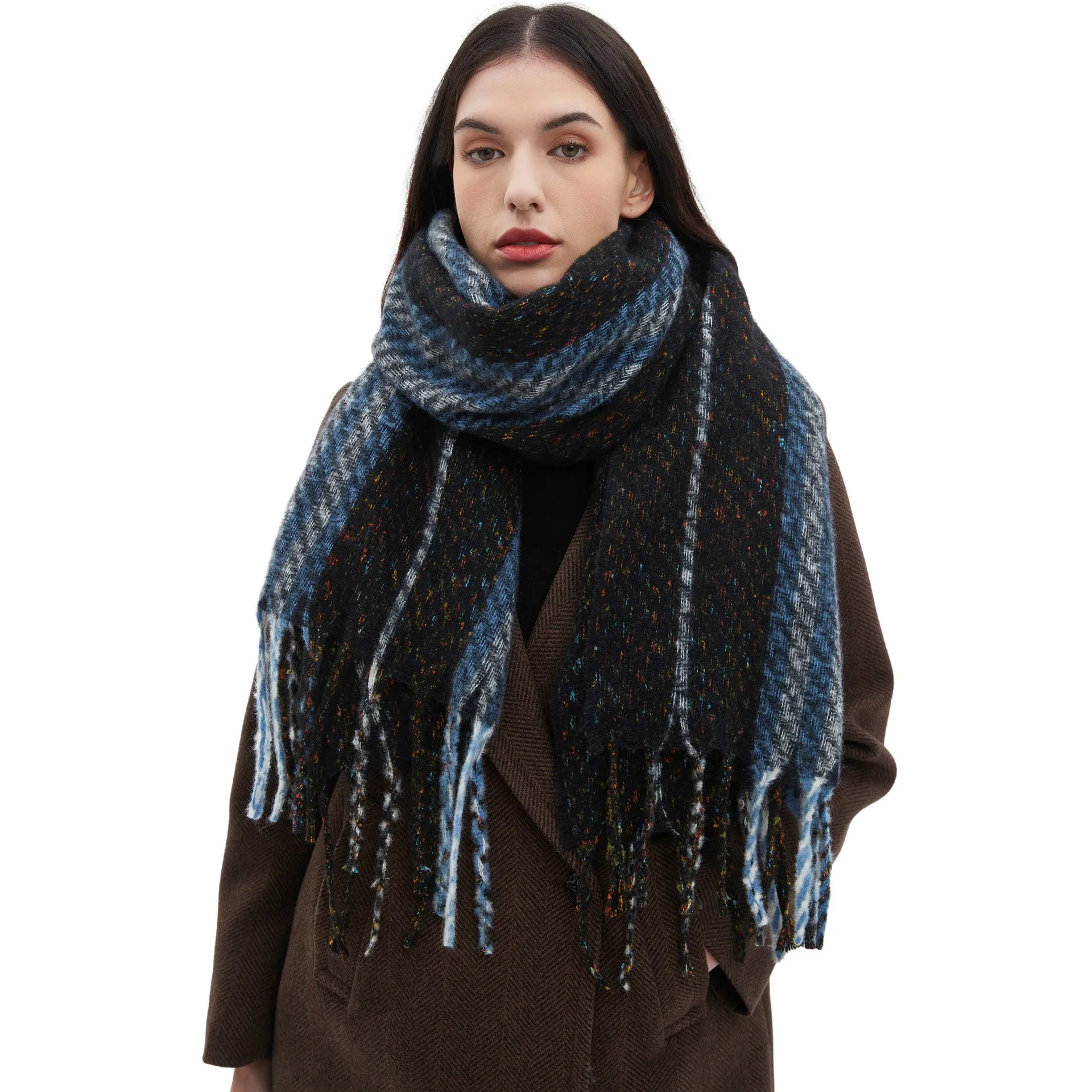 Fashion Solid Cashmere Warm Scarf New Design Pashmina Winter Double Side Different Color Shawl Wraps Bufanda with Tassel Blanket