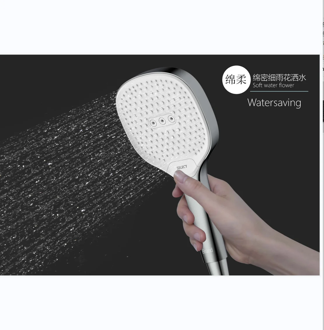 Reset Button Select High Water Pressure  Bath Handheld Shower Head with Jet Washing