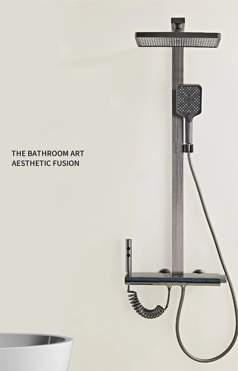 2024Modern Shower Bathroom Design Digital Display Luxury Showers Mixer Sets Thermostatic Shower Faucet Set Rain Dual Head System