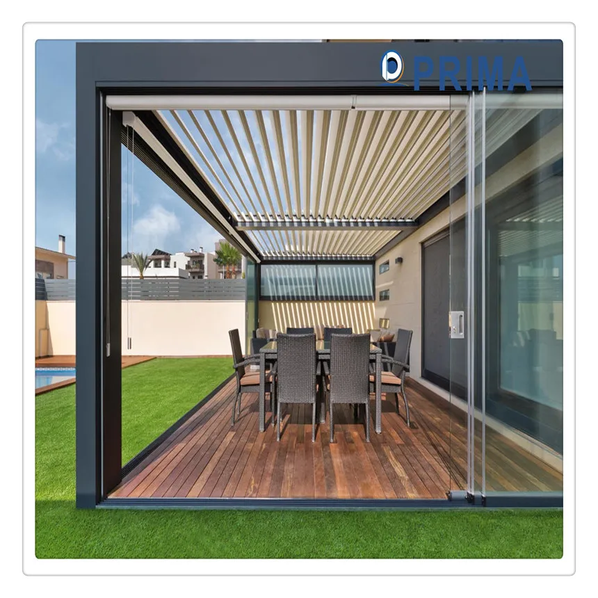 Prima Mosquitera Aluminium Waterproof Profile For Pergola Outdoor Gazebo Motorized Louvered Pergola Roof Systems Kit Aluminium