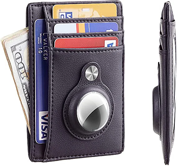 Leyi PU leather card holder airtags TPU case with air Tag Popular Portable Wireless Tracker For Airtag Case Wallet