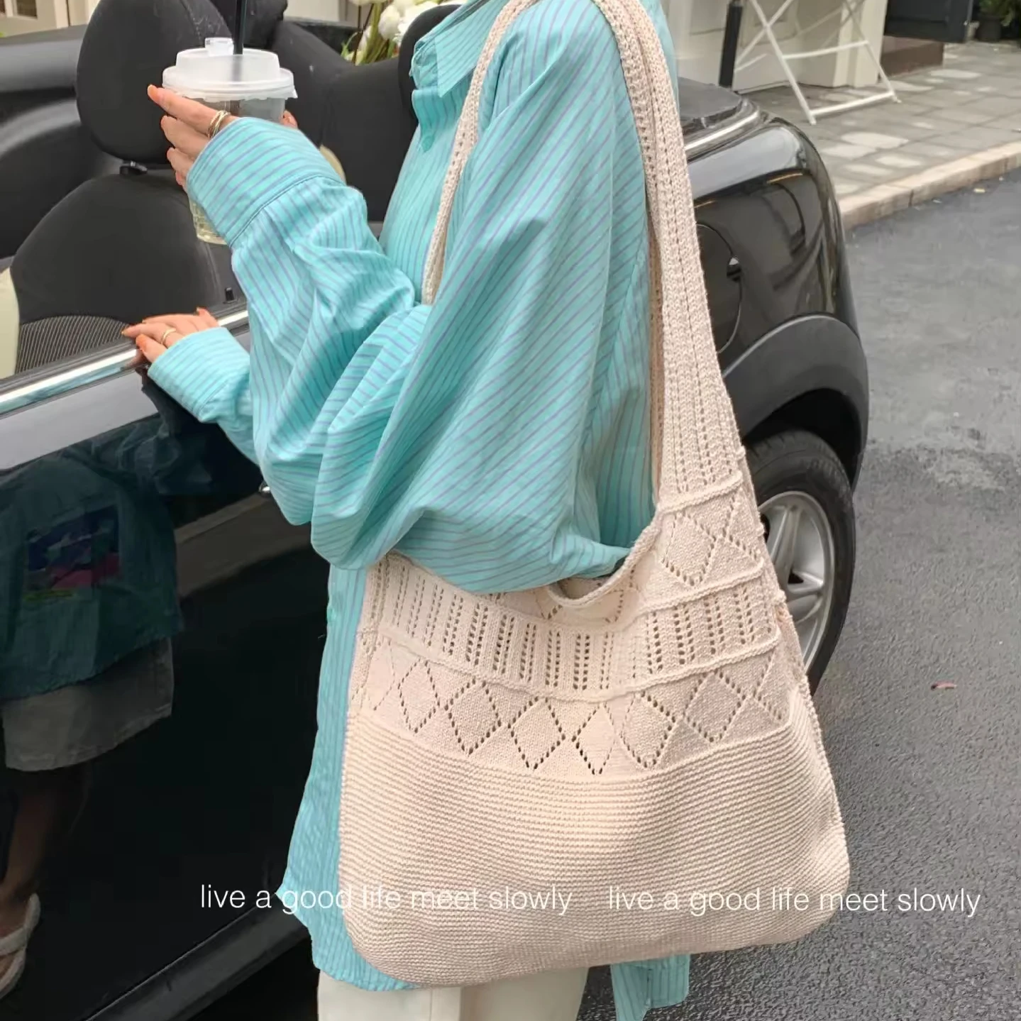 Женская трикотажная сумка на плечо