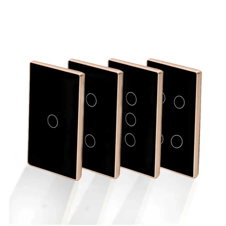 AU US Type 1/2/3/4 Gang Touch Glass Panel Smart Light Switch 110-240V AC Tuya App WiFi / Zigbee Home Electronic Smart Switch