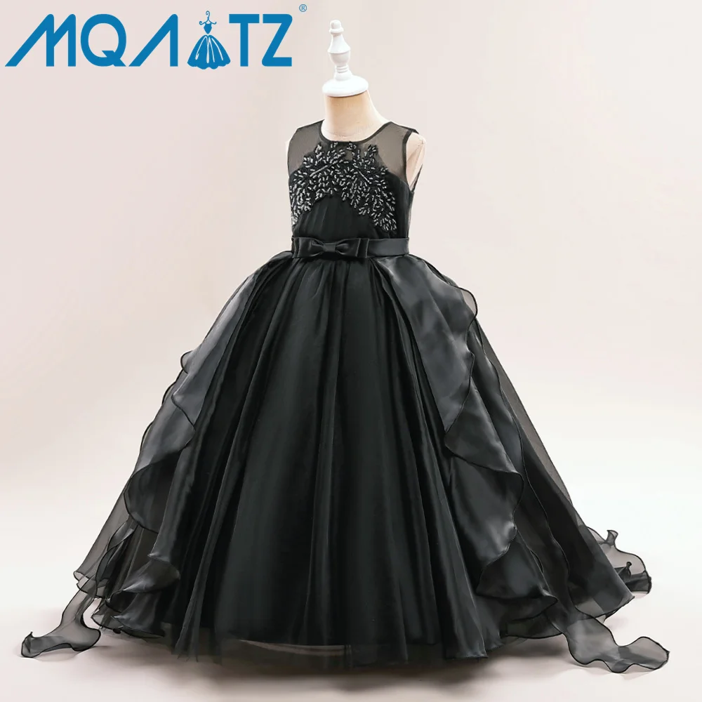 MQATZ Girls Chiffon Party Dress Hostess Ball Gown Birthday Girl Princess Dance Performance Dress ALP-0010