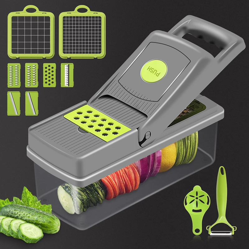 Hot Selling Kitchen Multi 12 In 1 Manual Mandoline Fruit Vegetable Cutter Onion Dicer Veggie Slicer Vegetable Chopper