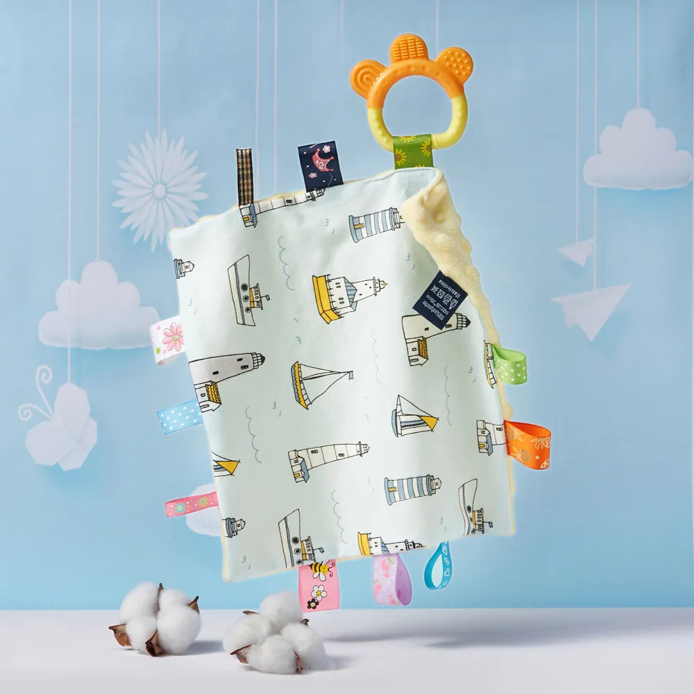  High Quality Baby Small Soothing Towels New Design Coloful Bean Hankies With Teething