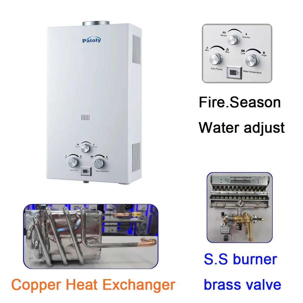 6L-20L Hot sale Portable LPG NG Instant Wall-mounted Residential 3.0V Battery Hot Water Heater Tankless Natural Gas Boiler