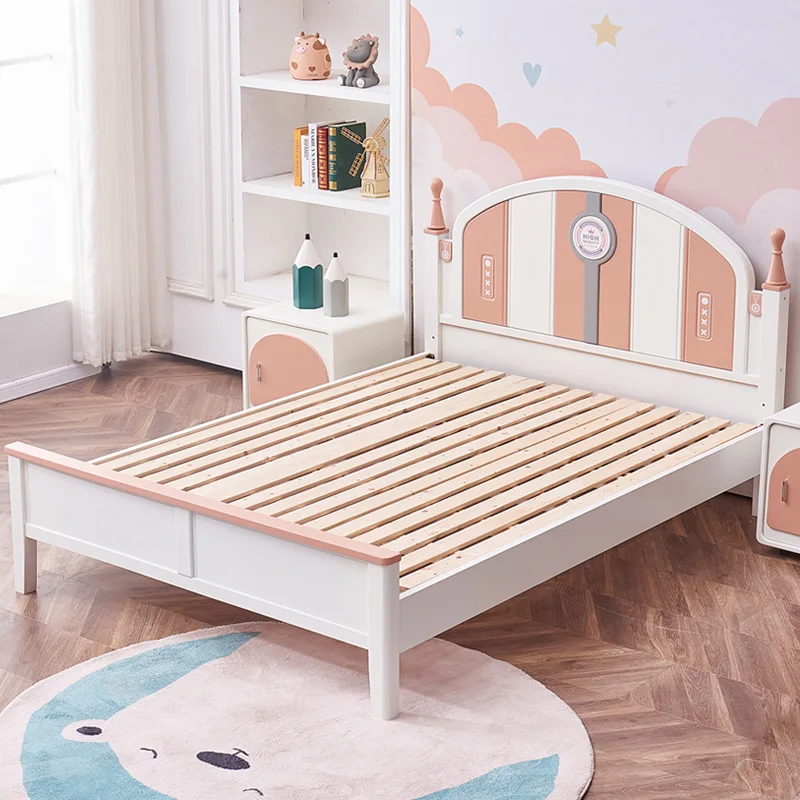 Durable Wooden Princess Pink Kids Single Bed Princess Bed Kids Bedroom Furniture