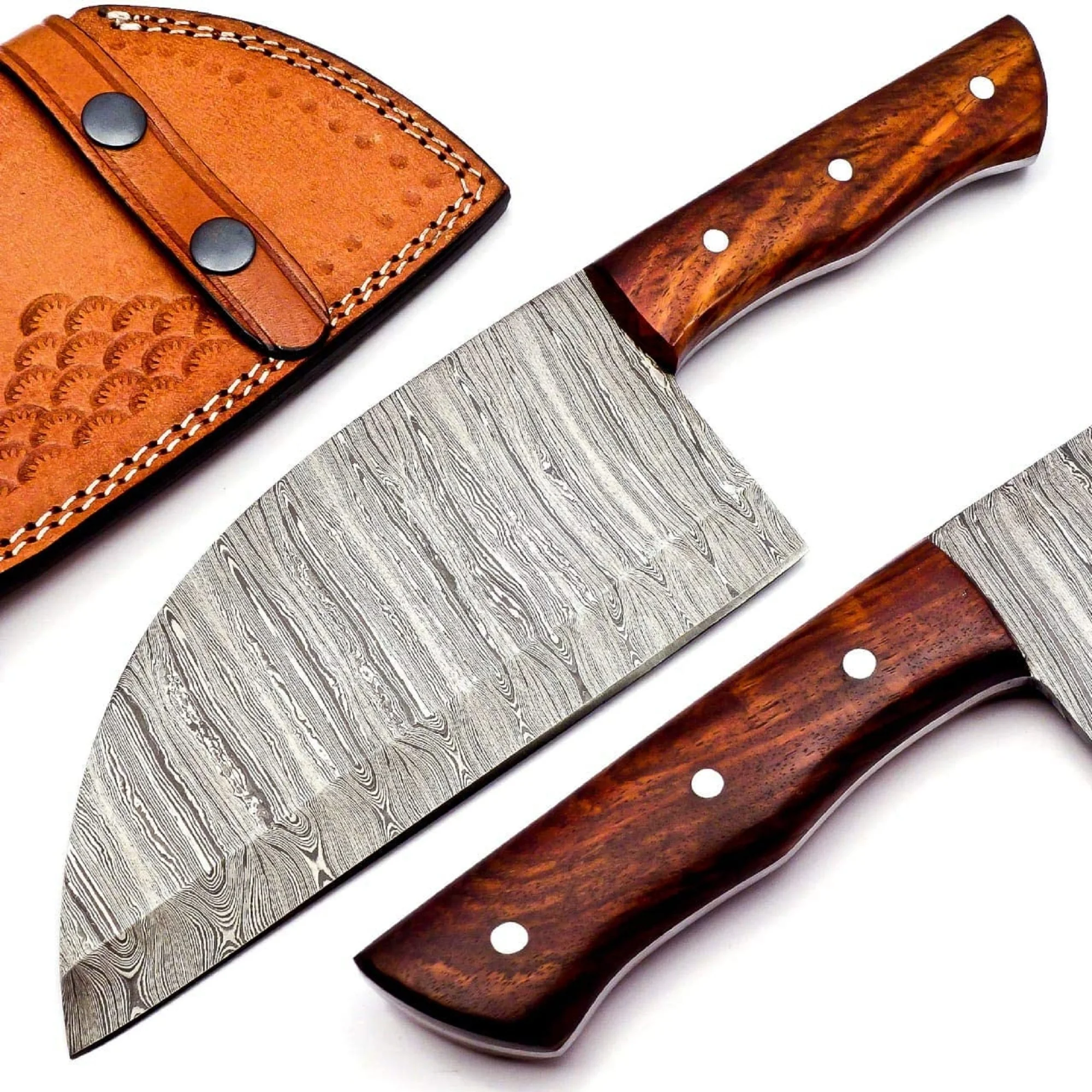 Изготовленный На Заказ сербский шеф-повара, Мясницкий Чоппер ручной работы, Высокоуглеродистый шеф-повара, кухонный нож с кожаным футляром и фиксированным лезвием