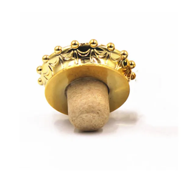 Custom Golden Crown Perfume Liquor Wine Stopper Cork T Shape  Fancy Art Craft Essential Oil Wooden Synthetic Cork