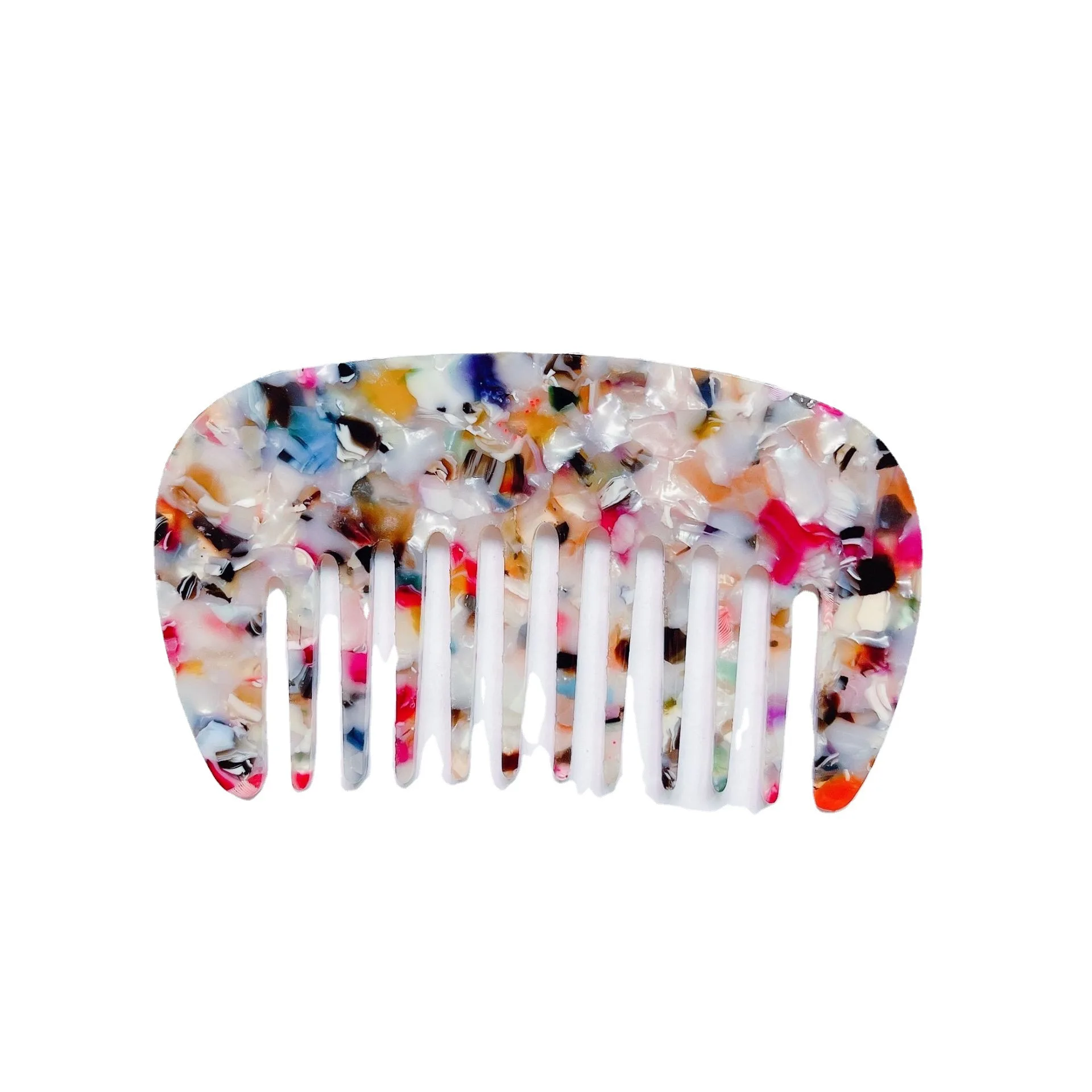Custom Anti Static Detangle Acetic Acid Hair Comb Portable Marble Cushion Wide Tooth Hair Brush Cellulose Acetate Comb