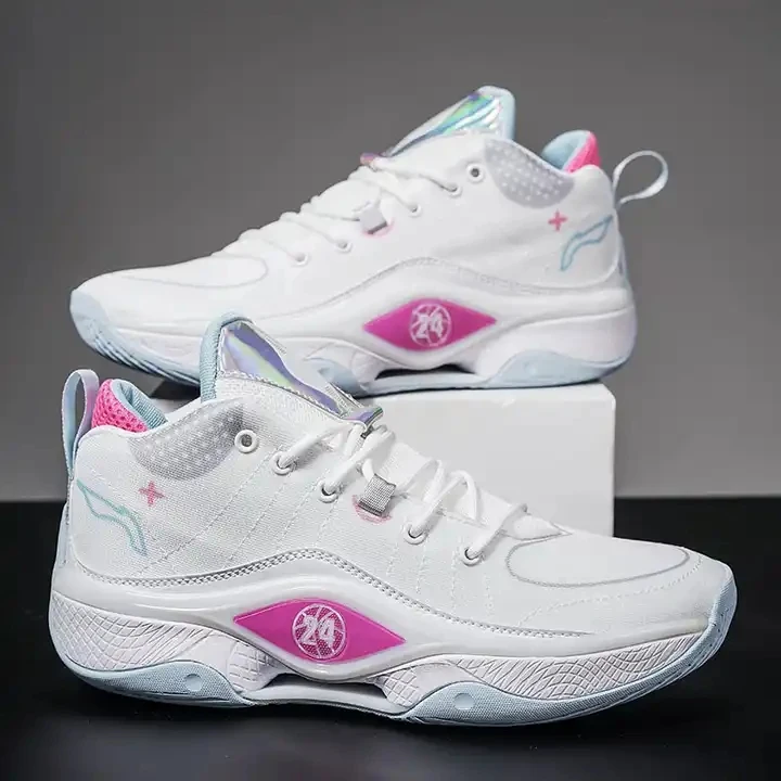 Hot Brand Logo Custom Professional Outdoor Sports Sneakers Blank Mesh Women High Top Ankle Protecting Anti-slip Basketball Shoes